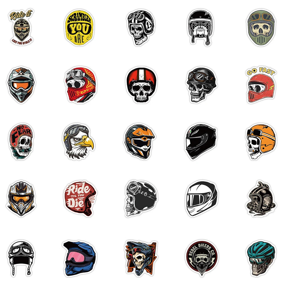 Biker Sticker-Pack – Wasserfeste Totenkopf-Vinyl-Decals (10, 30 oder 50 Stück)