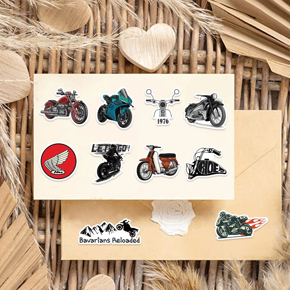 Biker Sticker-Pack – Wasserfeste Biker-Vinyl-Aufkleber (50 Stück)