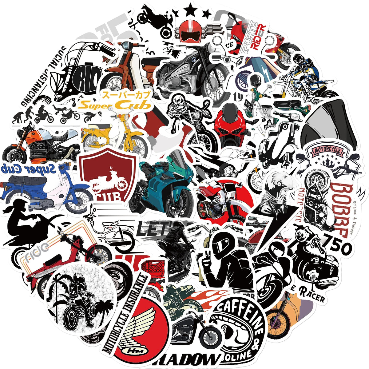 Biker Sticker-Pack – Wasserfeste Biker-Vinyl-Aufkleber (50 Stück)