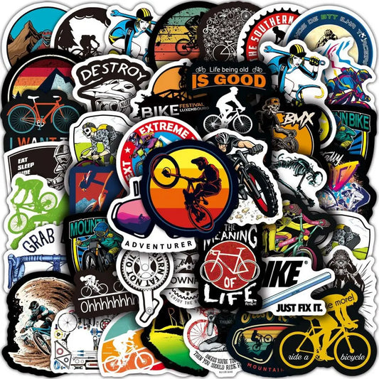 MTB & Biker Sticker-Pack – Wasserfeste Fahrrad- & Auto-Vinyl-Decals (50 oder 100 Stück)