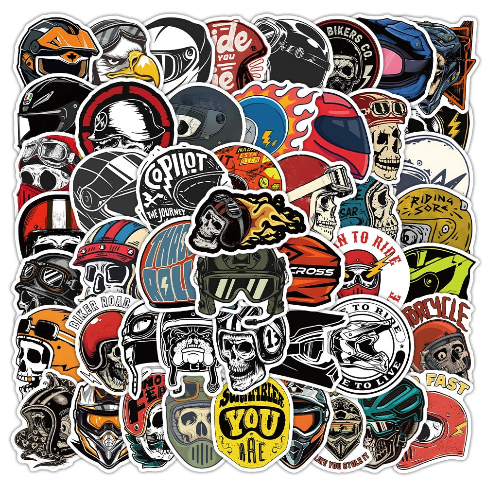 Biker Sticker-Pack – Wasserfeste Totenkopf-Vinyl-Decals (10, 30 oder 50 Stück)