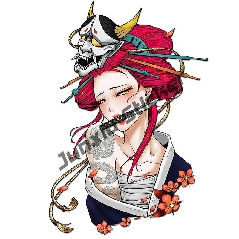 Japanische Oni & Samurai Vinyl-Sticker – Reflektierend & Wasserfest