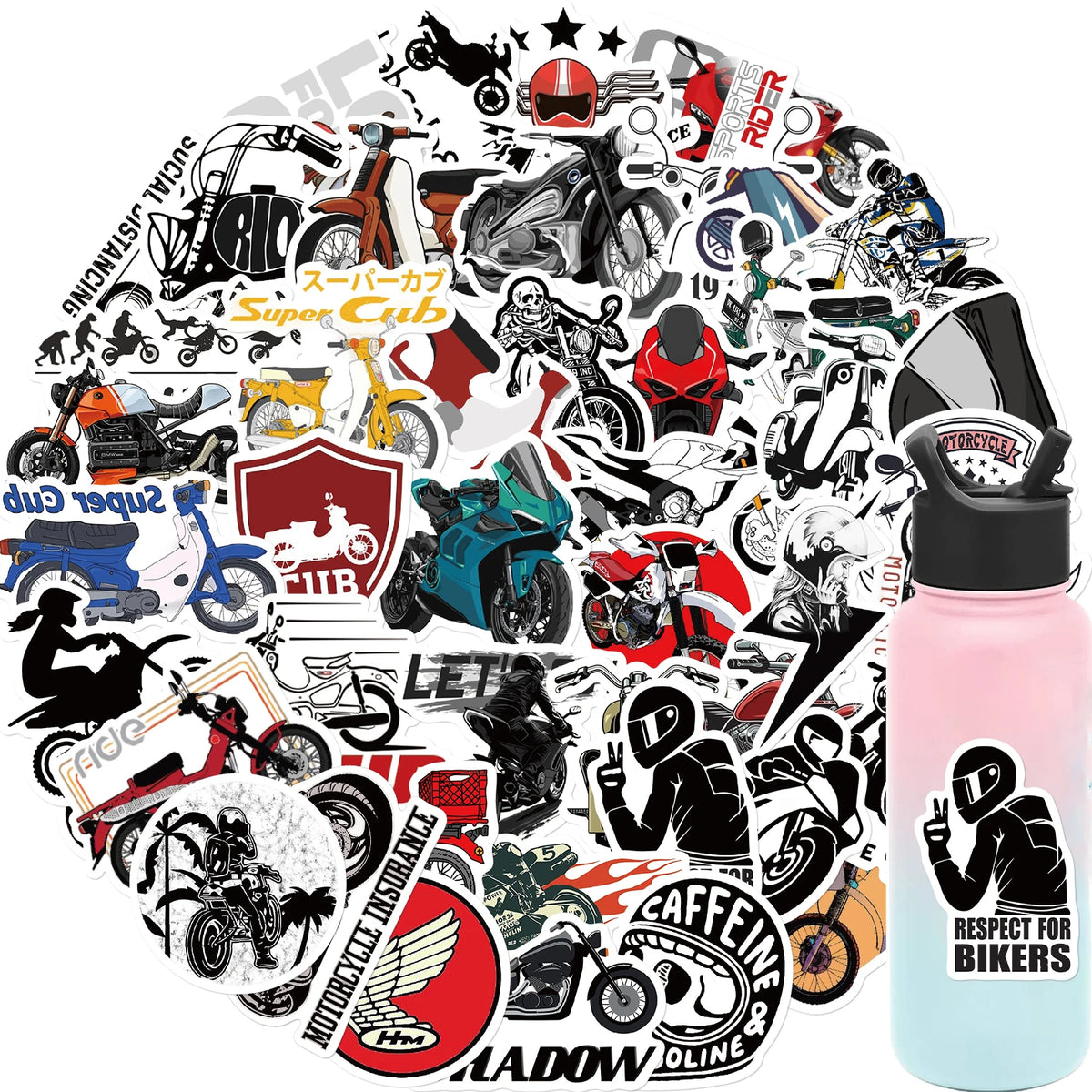 Biker Sticker-Pack – Wasserfeste Biker-Vinyl-Aufkleber (50 Stück)