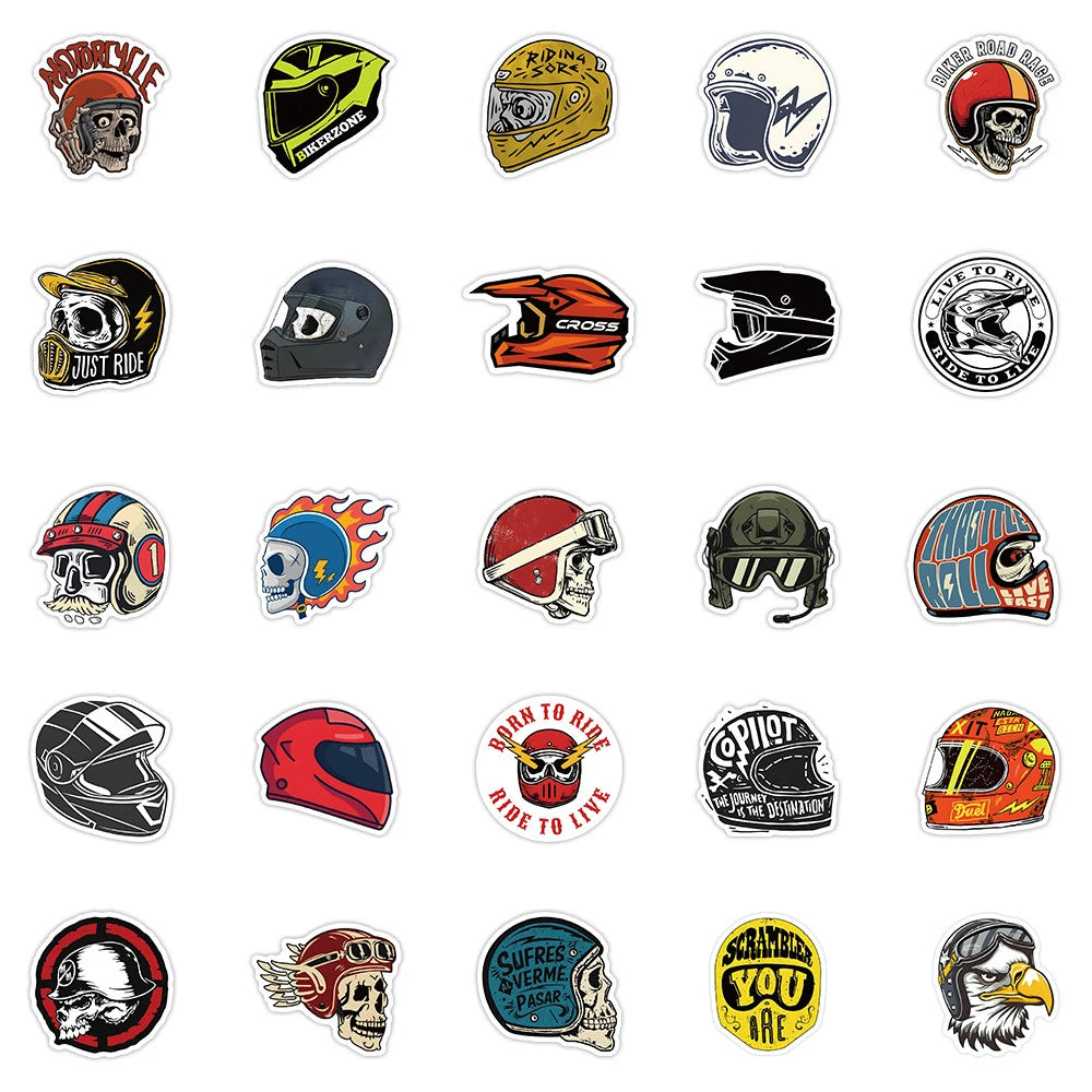Biker Sticker-Pack – Wasserfeste Totenkopf-Vinyl-Decals (10, 30 oder 50 Stück)
