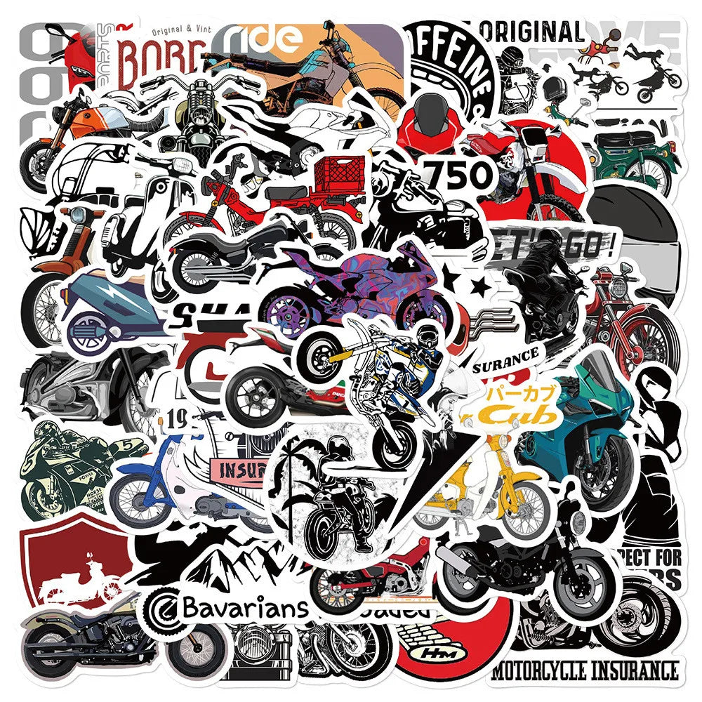 Vintage Motorcycle Sticker-Pack – Wasserfest (50 Stk.)