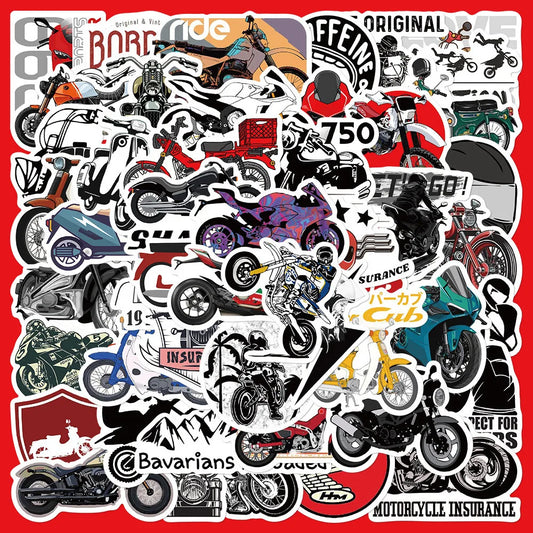 Vintage Motorcycle Sticker-Pack – Wasserfest (50 Stk.)