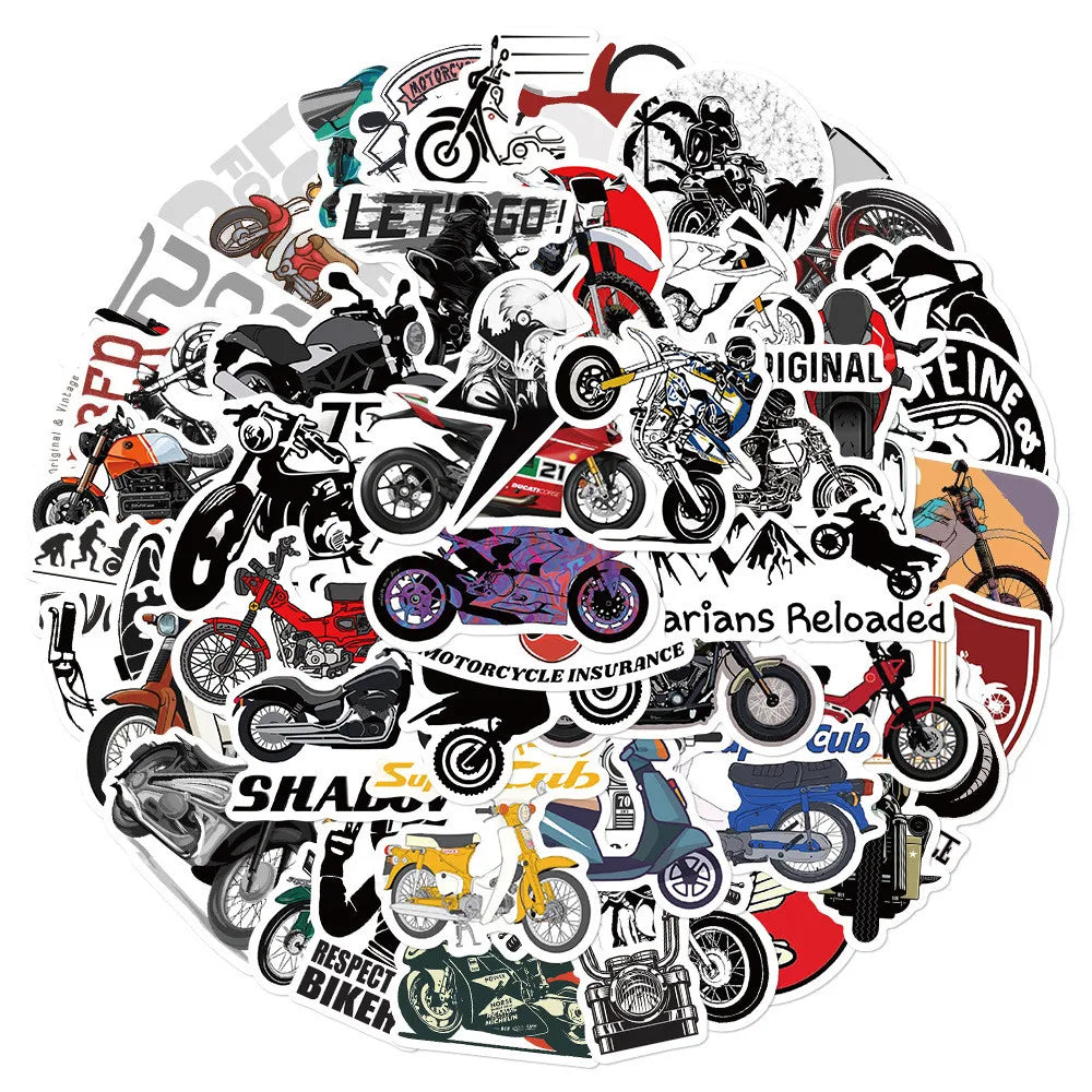Vintage Motorcycle Sticker-Pack – Wasserfest (50 Stk.)