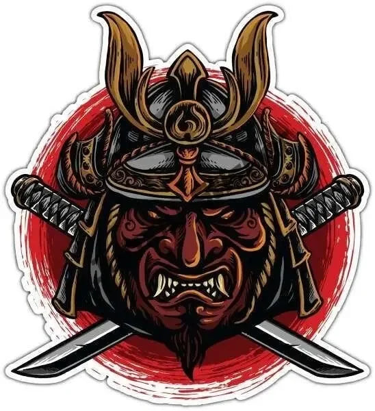 Japanische Oni & Samurai Vinyl-Sticker – Reflektierend & Wasserfest