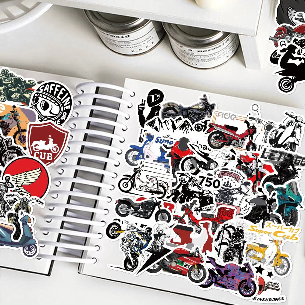 Vintage Motorcycle Sticker-Pack – Wasserfest (50 Stk.)