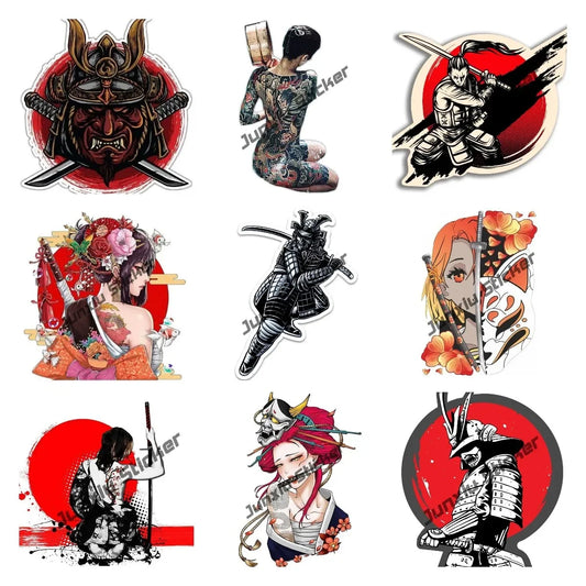 Japanische Oni & Samurai Vinyl-Sticker – Reflektierend & Wasserfest