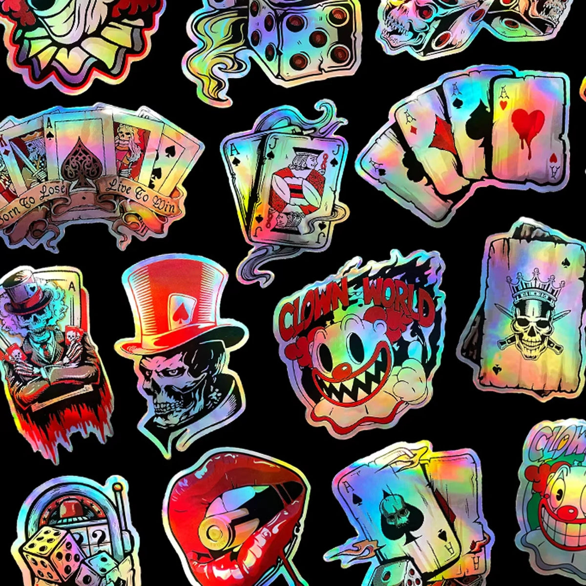 Glänzende Sticker - Hochqualitativ, Regenbogenfarbig und Wasserfest ( 30 Stück )